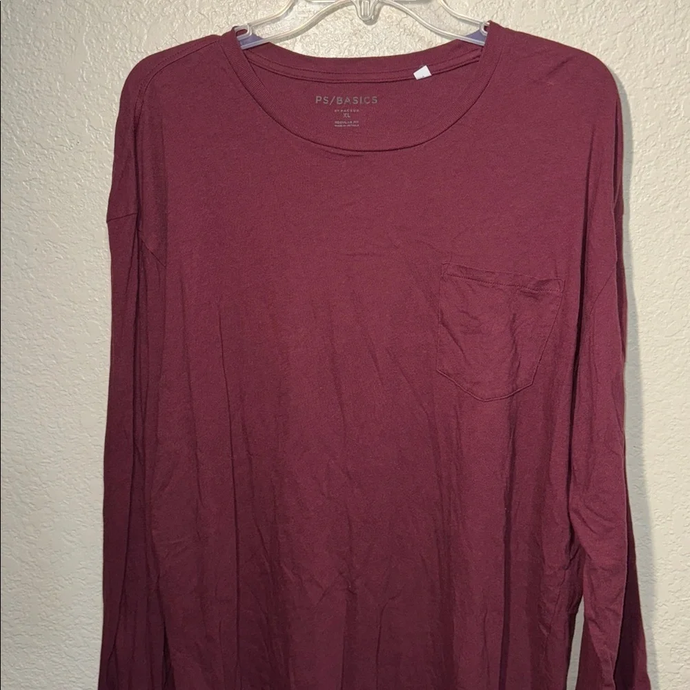 PacSun PS Basics Long Sleeve Shirt Men’s XL Burgundy Casual Basic Tee